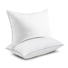 Set of 2 Machine Washable Down Alternative Bed Pillow with Cotton Cover - Queen