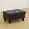 Brown Faux Leather Storage Ottoman Living Room Sofa