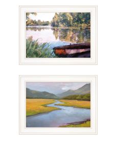 "Serene Water" 2-Piece Vignette by Bluebird Barn and William Hawkins, Ready to Hang Framed Print, White Frame