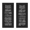 "Family and House Rules Collection" 2-Piece Vignette By Susan Ball, Printed Wall Art, Ready To Hang Framed Poster, Black Frame