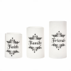 EcoGecko Set of 3 4", 5", 6" Real Wax Flameless LED Candles with Faith Family Friends Decal Battery Operated Inspirational Home Decor with 5 Hour Time