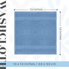 Luxury Cotton Washcloths Large Hotel Spa Bathroom Face Towel 12 Pack Light Blue