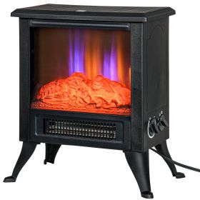 17" Electric Fireplace Stove with Two Heating Modes, Freestanding Fire Place Heater with Realistic Logs LED Flame, Adjustable Temperature, Overheat Pr