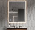 30" W x 24" H Modern Wall Mounted LED Backlit Anti-Fog Rectangular Bathroom Mirror with US standard plug, Temperature Adjustable and Memory Function T