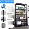 72"H Garage Shelving Bookshelf Kitchen Storage Rack with Wheels