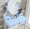 Moniys Wood Moniya Makeup Vanity Table and Stool Set, Blue