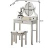 Moniys Wood Moniya Makeup Vanity Table and Stool Set, Silver