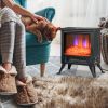 17" Electric Fireplace Stove with Two Heating Modes, Freestanding Fire Place Heater with Realistic Logs LED Flame, Adjustable Temperature, Overheat Pr