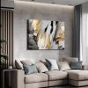 Framed Canvas Wall Art Decor Abstract Style Painting, Gold and Silver Color Painting Decoration For Office Living Room, Bedroom Decor-Ready To Hang- T