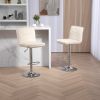 COOLMORE Bar Stools with Back and Footrest Counter Height Dining Chairs 2PC/SET,360Â° Velvet Swivel Bar Stools Set of 2, Adjustable Counter Height Bar