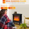 17" Electric Fireplace Stove with Two Heating Modes, Freestanding Fire Place Heater with Realistic Logs LED Flame, Adjustable Temperature, Overheat Pr