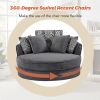 Swivel Accent Barrel Chair with 5 Movable Pillow 360 Degree Swivel Round Sofa Chair for Living Room,Bedroom, Hotel, Grey