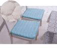 2Pcs Soft Chair Pads With Ties Flannel Chair Cushions for Kitchen Dining Room Office - Blue