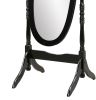 Traditional Queen Anna Style Wood Floor Cheval Mirror, Black Finish