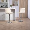 COOLMORE Bar Stools with Back and Footrest Counter Height Dining Chairs 2PC/SET,360Â° Velvet Swivel Bar Stools Set of 2, Adjustable Counter Height Bar