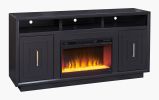 Bridgevine Home Sunset 67 inch Electric Fireplace TV Stand for TVs up to 80 inches, Minimal Assembly, Black Finish