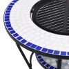 Mosaic Fire Pit Table Blue and White 26.8" Ceramic