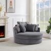 Swivel Accent Barrel Chair with 5 Movable Pillow 360 Degree Swivel Round Sofa Chair for Living Room,Bedroom, Hotel, Grey