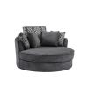 Swivel Accent Barrel Chair with 5 Movable Pillow 360 Degree Swivel Round Sofa Chair for Living Room,Bedroom, Hotel, Grey