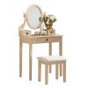 Moniys Wood Moniya Makeup Vanity Table and Stool Set, Gold