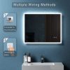 30" W x 24" H Modern Wall Mounted LED Backlit Anti-Fog Rectangular Bathroom Mirror with US standard plug, Temperature Adjustable and Memory Function T