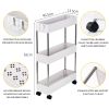 3 Tier Slim Storage Cart Mobile Shelving Unit Organizer Slide Out Storage Rolling Utility Cart Tower Rack for Kitchen Bathroom Laundry Narrow Places,