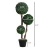 Artificial Plant for Home Decor Indoor & Outdoor Fake Plants Artificial Tree in Pot, 3 Ball Boxwood Topiary Tree for Home Office, Living Room Decor, D