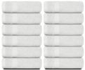 12 Pack Luxury Cotton Washcloths Large Hotel Spa Bathroom Face Towel 13x13 inch Silver White Color