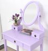 Moniys Wood Moniya Makeup Vanity Table and Stool Set, Purple