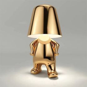 Creative lights for gift; Thinker Lamp Collection; Bedside Touch Control Table Lamp Cordless Led Nightstand Desk Lamp Creative Golden Man with Dimmabl (style: Mr C)